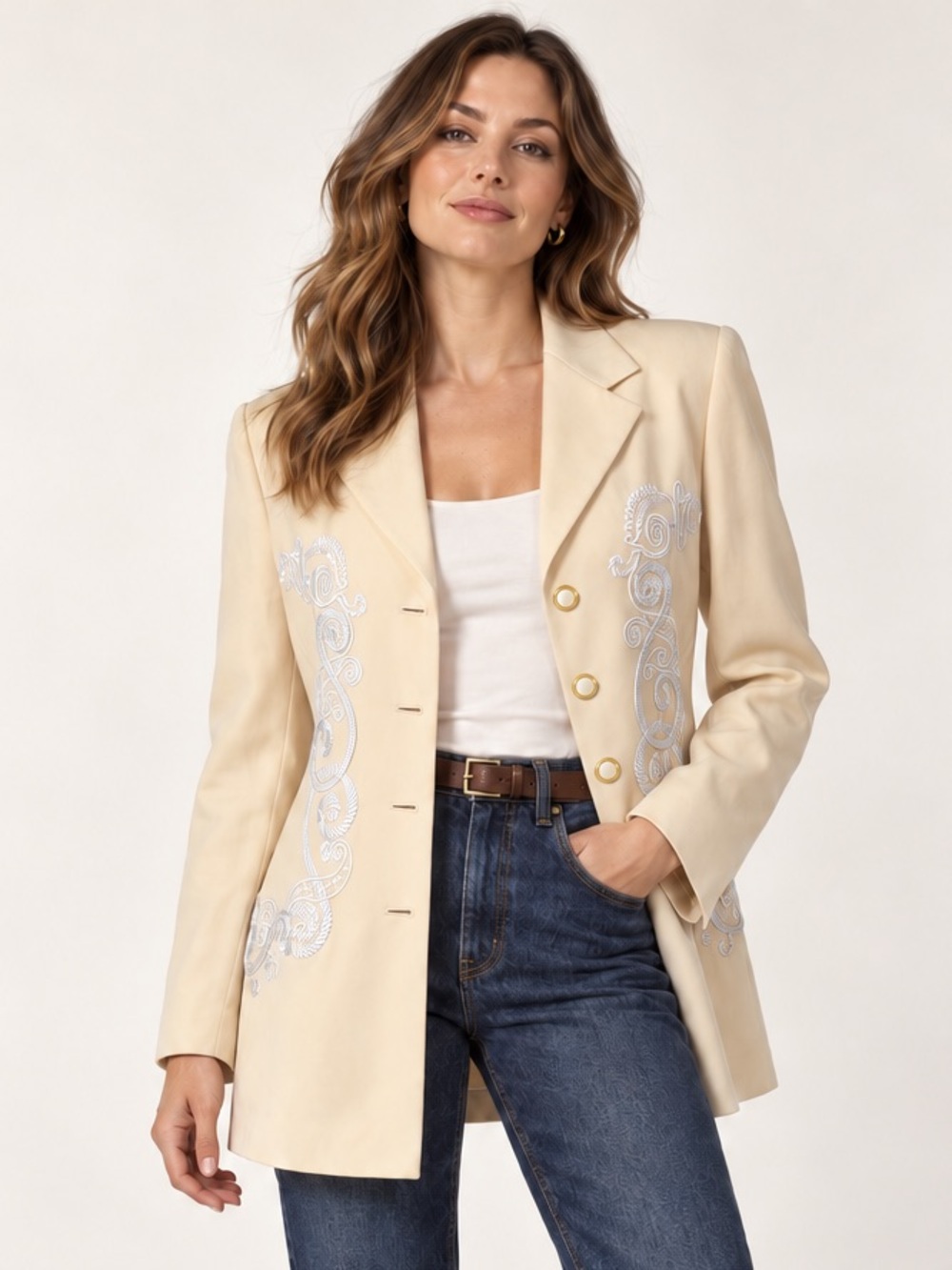 Vintage Escada Margaretha Ley Wool Embroidered Blazer Size 38